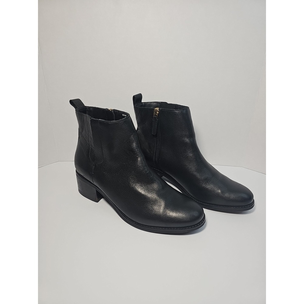 Boots Cole Haan Black Leather Zip‎ Block Heel Ankle Bootie